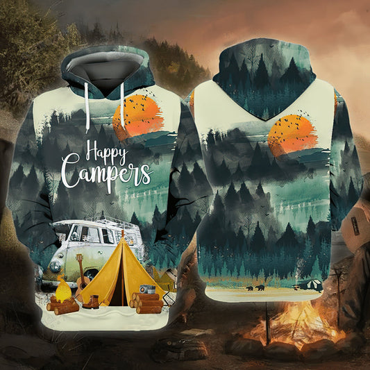 Happy Campers Hoodie For Travel Days Outdoor Events And Thoughtful Gifts