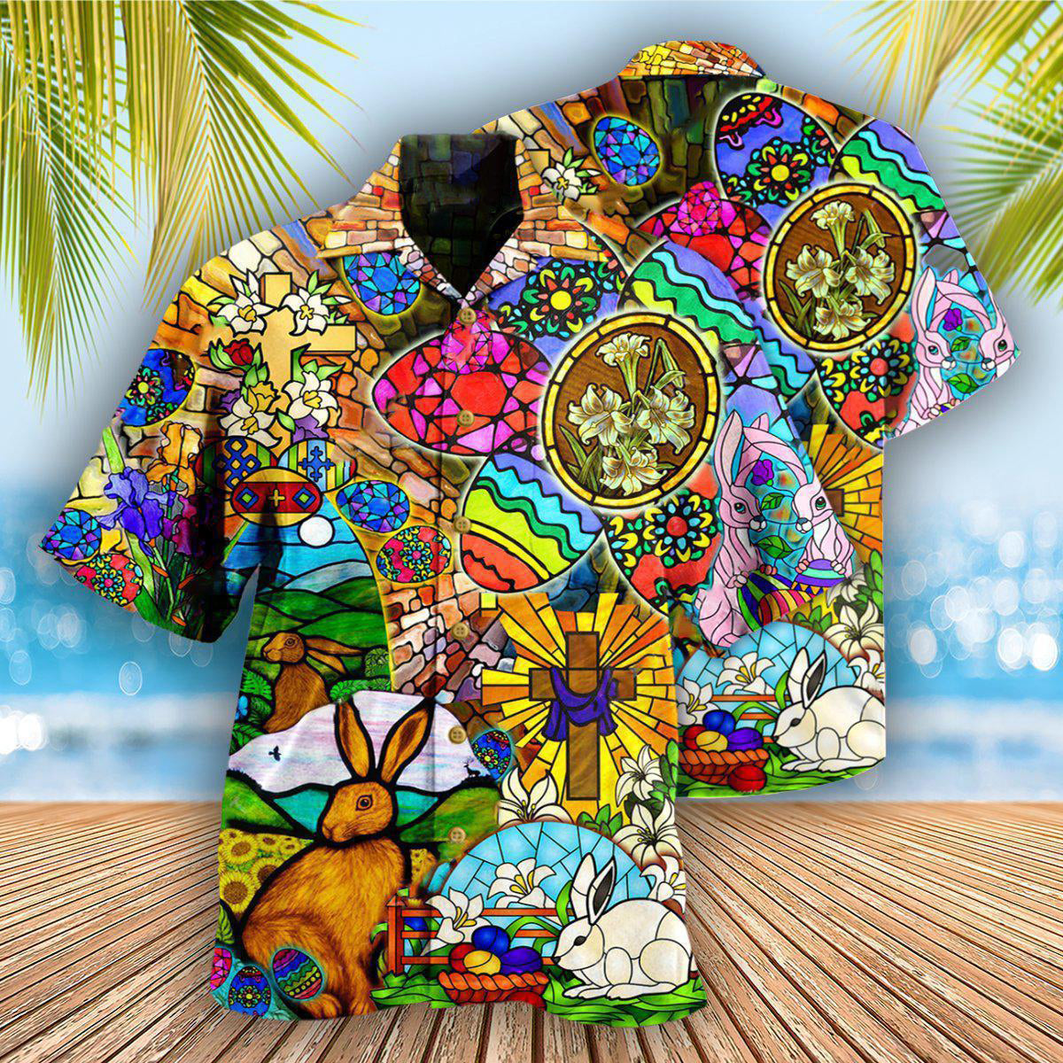 Easter And Rabbit Hawaiian Shirt With Detailed Graphic For Island Holidays Summer Parties And Casual Outdoor Wear