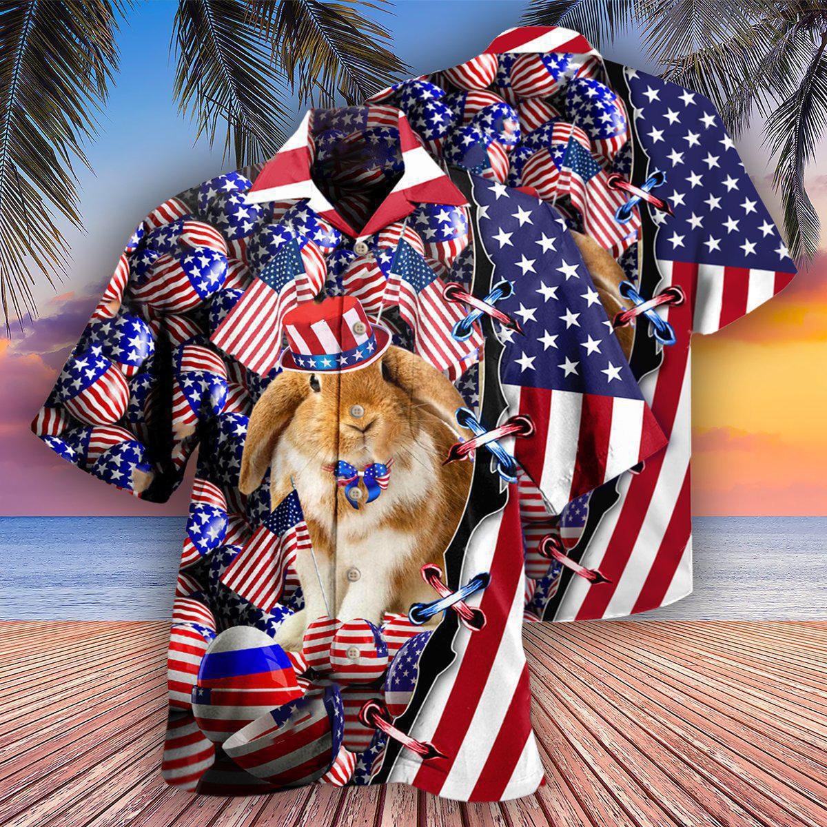 Patriotic Easter Hawaiian Shirt With All Over Print For Island Trips Summer Gatherings And Comfortable Daily Wear