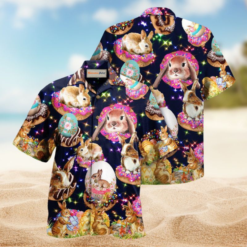 Happy Easter With Sweet Doughnuts Hawaiian Shirt For Summer Vacation Beach Travel And Relaxed Casual Wear