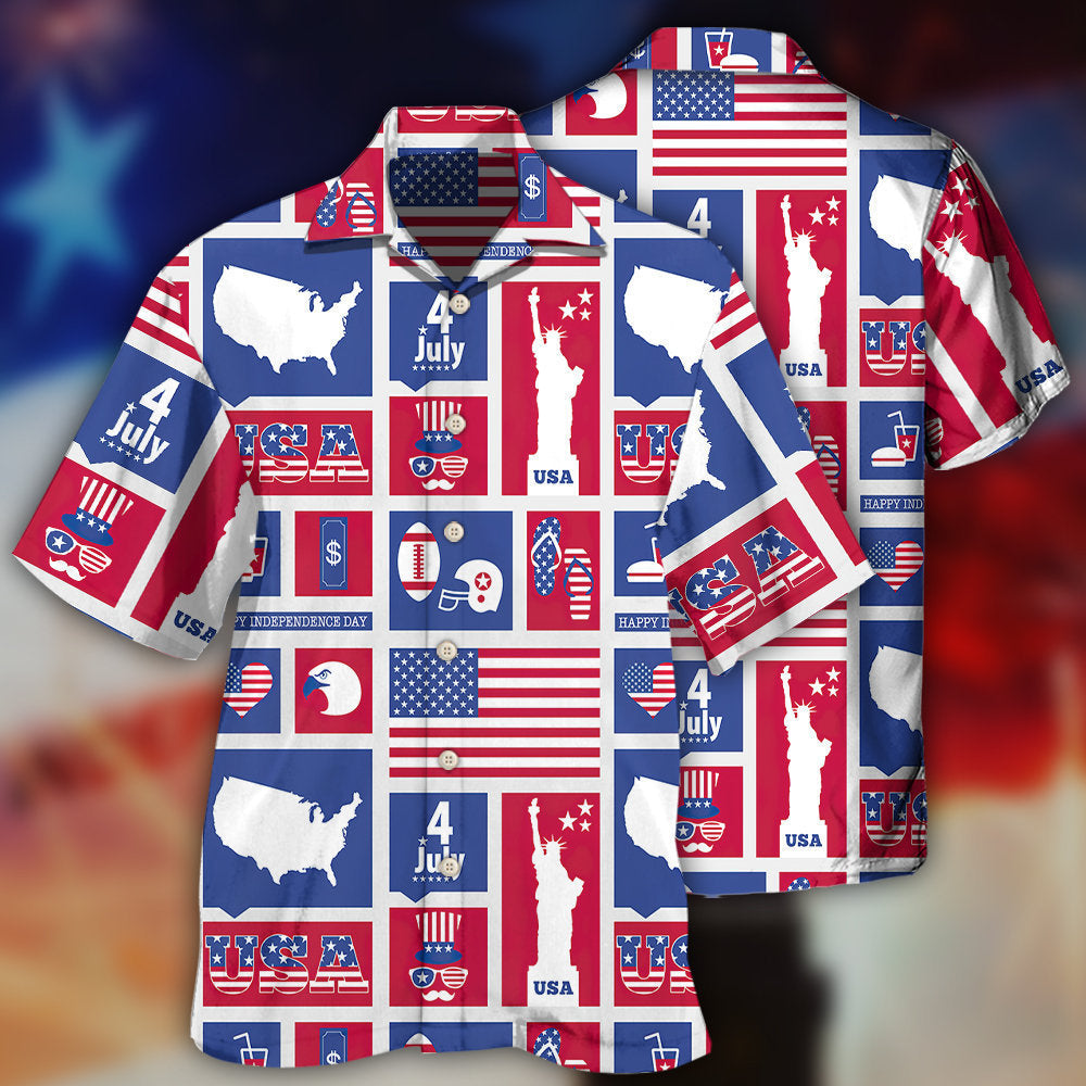 Independence Celebration Hawaiian Shirt For Patriotic Events, Summer Travel, And Casual Outdoor Wear