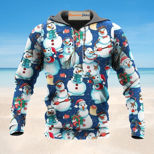 Happy Snowman Christmas Hoodie For Winter Streetwear Christmas Travel And Seasonal Home Gatherings
