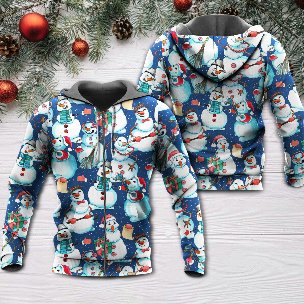 Happy Snowman Christmas Hoodie For Winter Streetwear Christmas Travel And Seasonal Home Gatherings