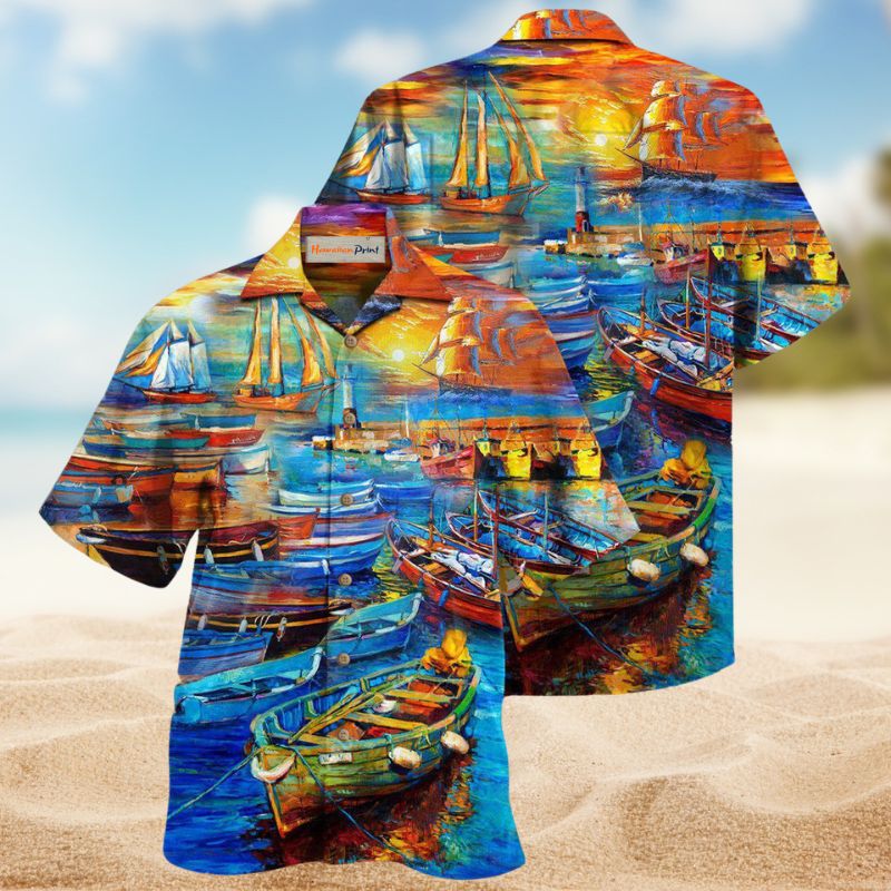 Harbor Bygone Hawaiian Shirt For Tropical Holidays, Outdoor Gatherings, And Everyday Comfort