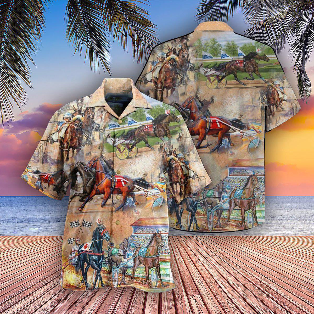 Horse Harness Racing Hawaiian Shirt For Summer Events And Casual Outdoor Wear