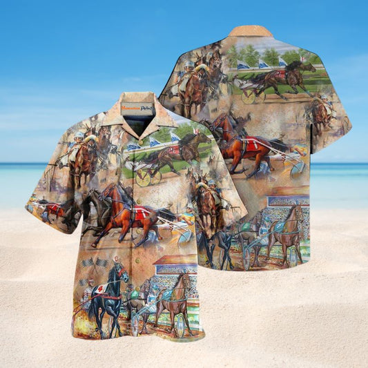 Harness Racing With Passion Hawaiian Shirt For Summer Vacation Beach Travel And Relaxed Casual Wear