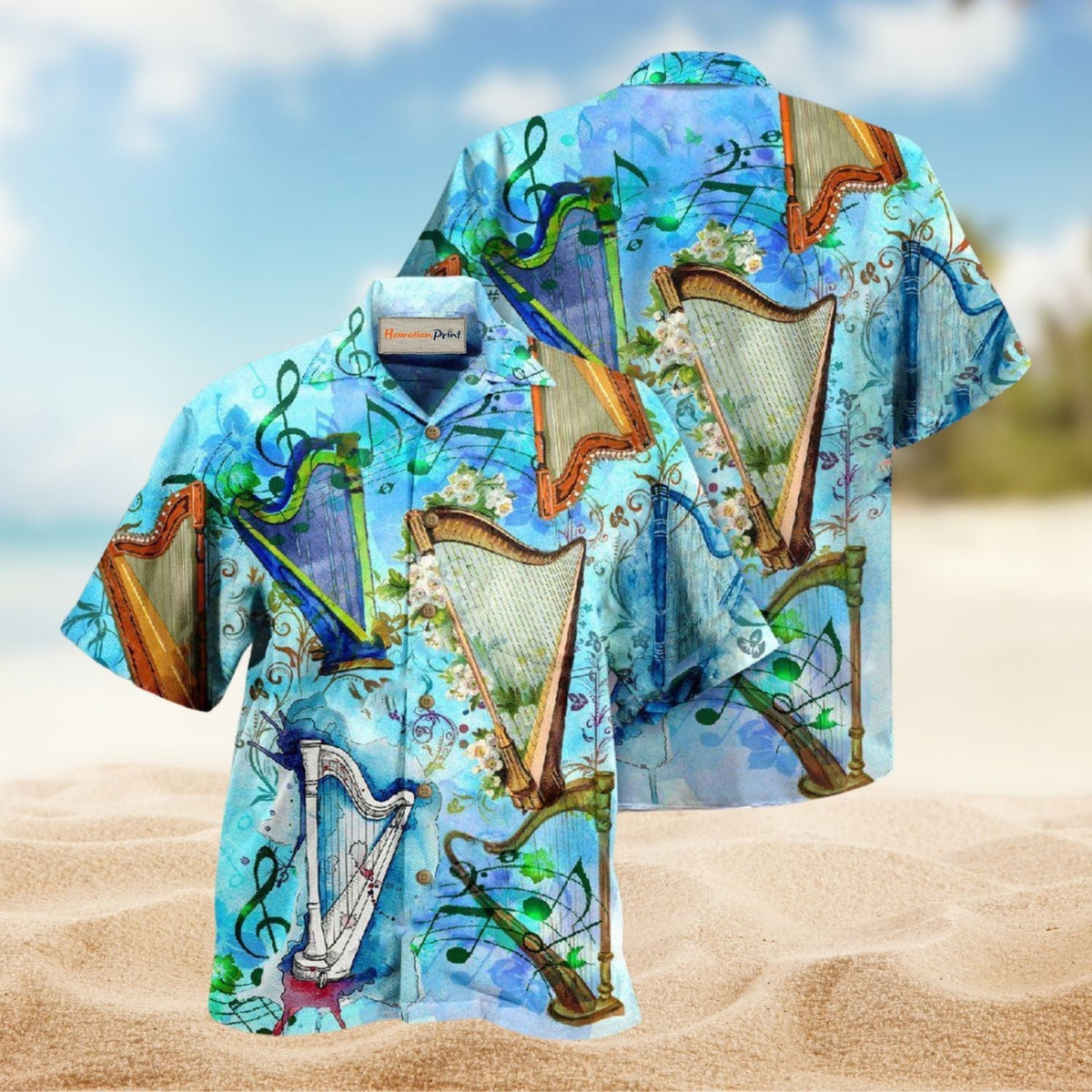 Music Harp Is My Life Hawaiian Shirt For Summer Gatherings Island Travel And Comfortable Casual Wear