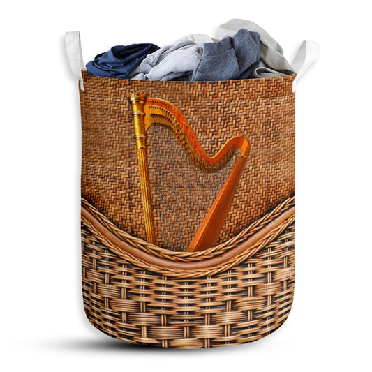 Harp Rattan Texture Laundry Basket For Bathroom Bedroom Storage