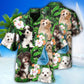 Tropical Floral Cute Dog Havanese Leaf Hawaiian Shirt Pattern Detail For Summer Holidays And Outdoor Fun