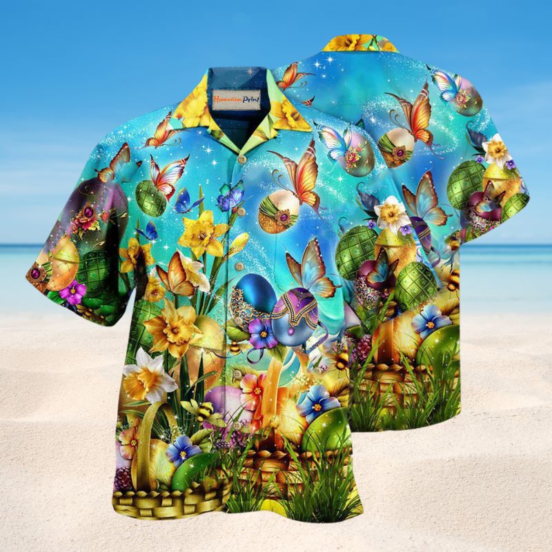 Easter Have A Blessed Butterfly Hawaiian Shirt For Summer Vacation Beach Travel And Relaxed Casual Wear