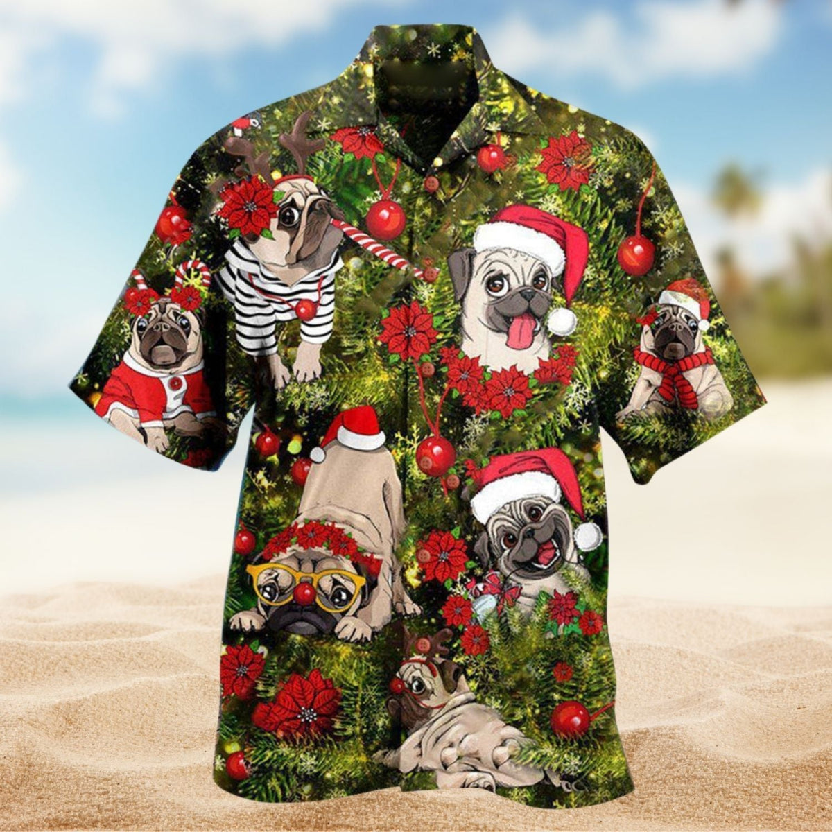 Have A Merry Christmas Pug Hawaiian Shirt For Resort Events Seasonal Fun And Casual Warm Weather Style