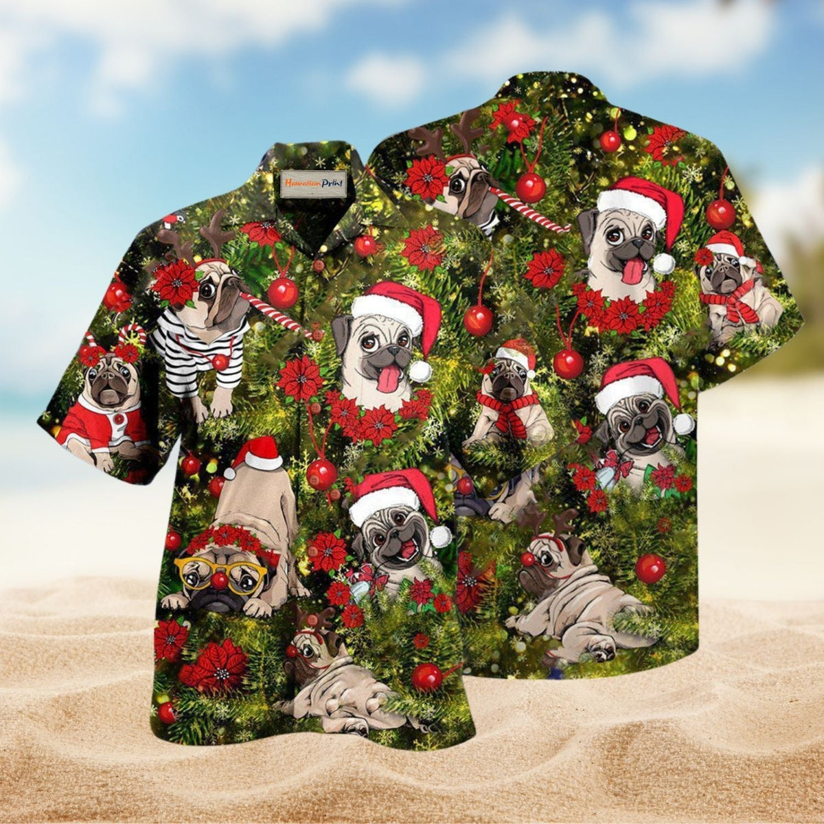 Have A Merry Christmas Pug Hawaiian Shirt For Resort Events Seasonal Fun And Casual Warm Weather Style