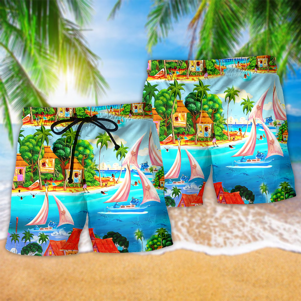 Tropical Hawaii Beach Shorts Pattern Detail For Summer Adventures And Memorable Gift Ideas