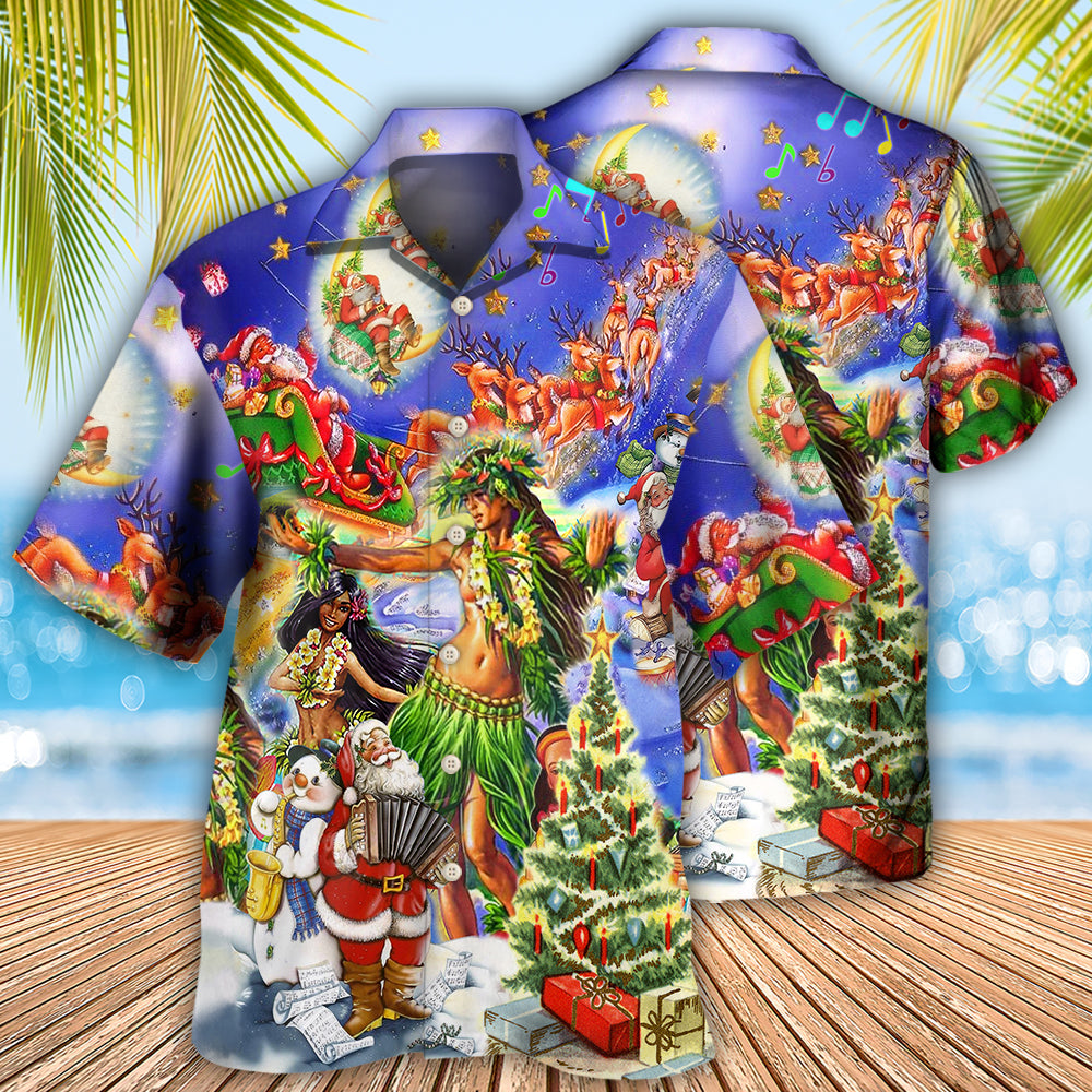 Festive Island Aloha Christmas Hawaiian Shirt Pattern Detail For Summer Holidays And Outdoor Fun