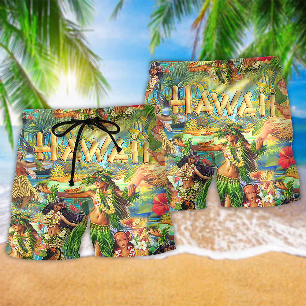 Hawaii Aloha Christmas Beach Shorts Pattern Detail For Seaside Leisure And Versatile Outdoor Wear