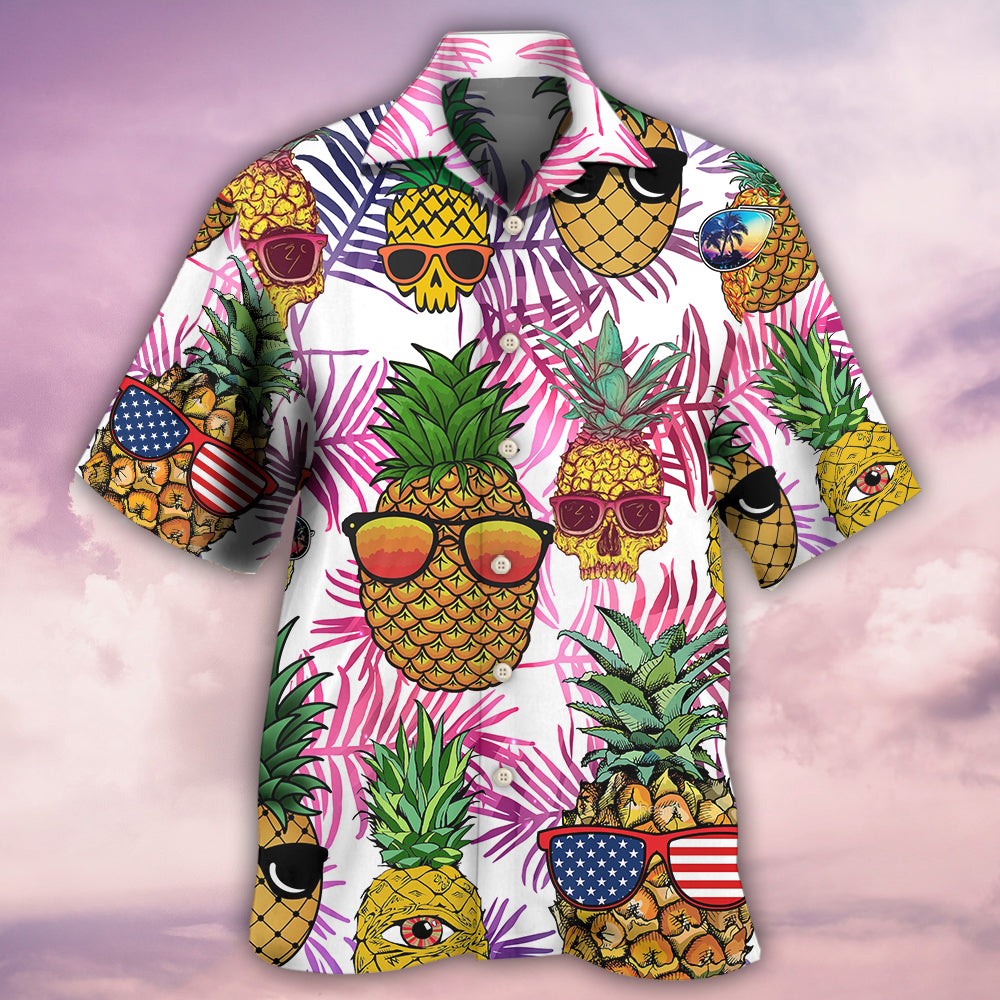 Tropical Fruit Island Pineapple Hawaiian Shirt Design Detail For Beach Days And Holiday Travel