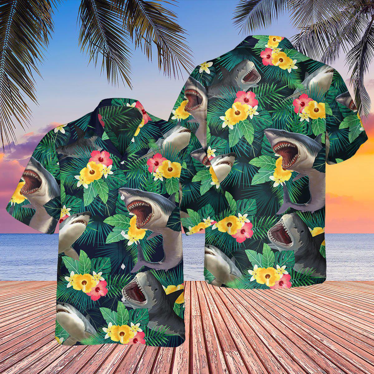 Tropical Shark Summer Vibes Hawaiian Shirt For Poolside Relaxation And Sunny Getaways