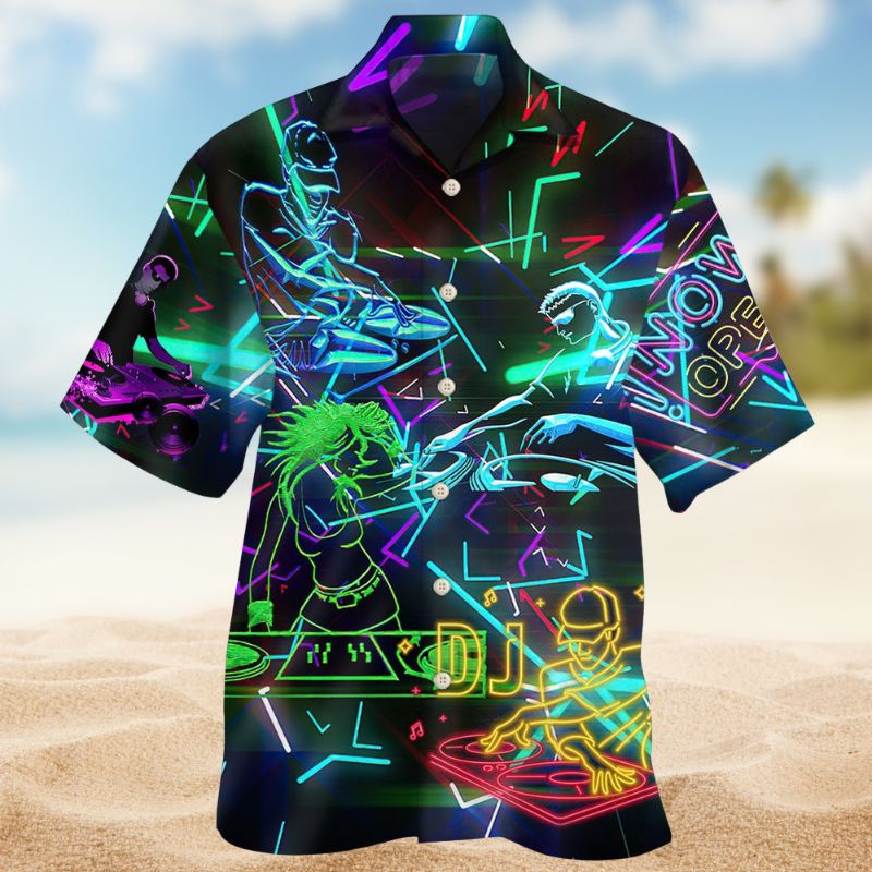 Colorful DJ Stunning Hawaiian Shirt For Tropical Holidays, Outdoor Gatherings, And Everyday Comfort
