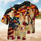 American Golden Retriever Sunset Photo Hawaiian Shirt For Island Vacations, Resort Wear, And Relaxed Seasonal Style