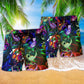 Headphone Amazing Colorful Hawaiian Print Beach Shorts For Summer Festivals And Travel