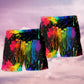 Rainbow Pride Skull Beach Shorts Pattern Detail For Coastal Travel And Easy Warm Weather Wear
