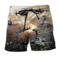 Helicopter Fire Battle Beach Shorts Print Detail For Thoughtful Gift Giving