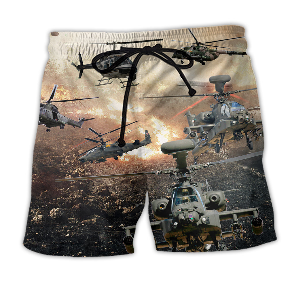 Fire Helicopter Beach Shorts For Weekend Travel And Bright Seasonal Outfits