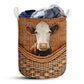 Hereford Cow Rattan Texture Laundry Basket For Bathroom Bedroom Storage
