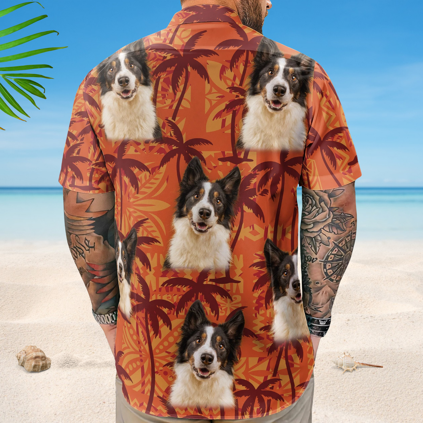 Funny Tropical Custom Pet Photo Palm Trees Hawaiian Shirt For Nature Lovers And Coastal Travel