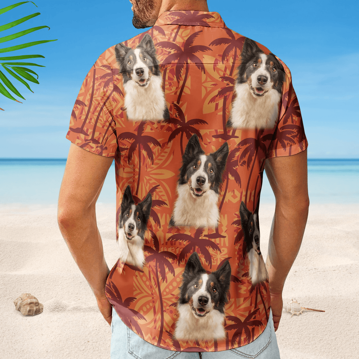 Funny Tropical Custom Pet Photo Palm Trees Hawaiian Shirt For Nature Lovers And Coastal Travel
