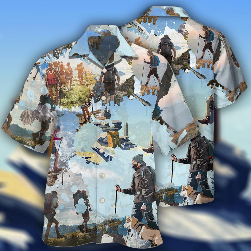 Hiking Outdoor Hawaiian Shirt For Summer Vacation, Beach Travel, And Casual Wear
