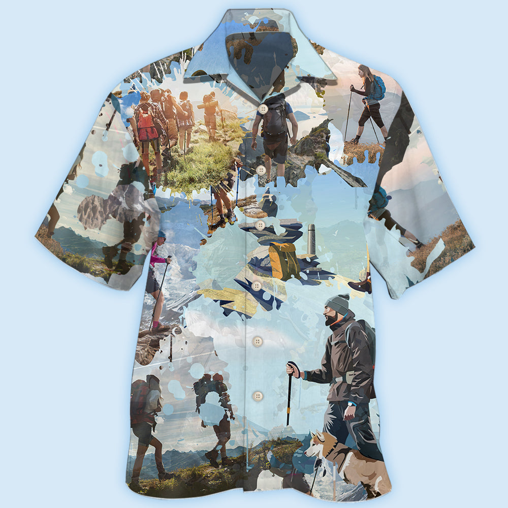 Hiking Outdoor Hawaiian Shirt For Summer Vacation, Beach Travel, And Casual Wear
