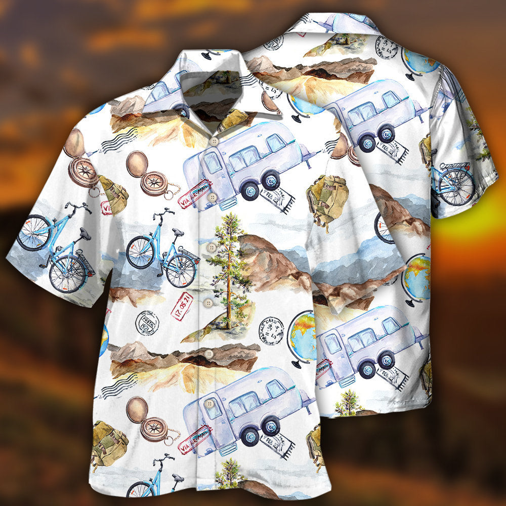 Creative Hiking Adventure Hawaiian Shirt For Tropical Holidays, Outdoor Gatherings, And Everyday Comfort