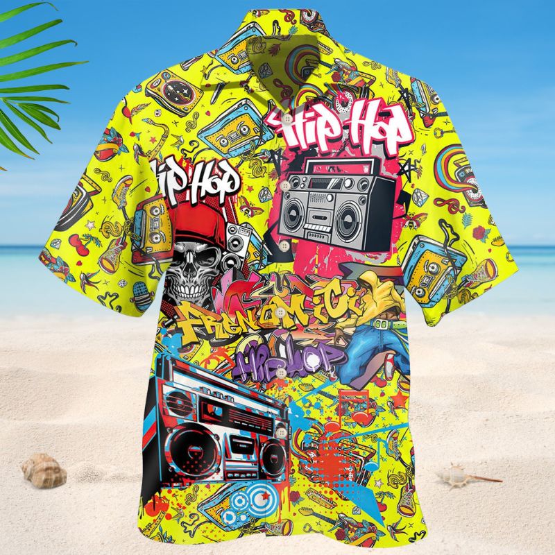 Colorful Hiphop Hawaiian Shirt For Resort Trips, Coastal Parties, And Warm Weather Style