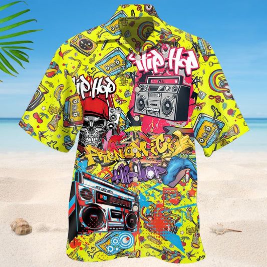 Colorful Hiphop Hawaiian Shirt For Resort Trips, Coastal Parties, And Warm Weather Style