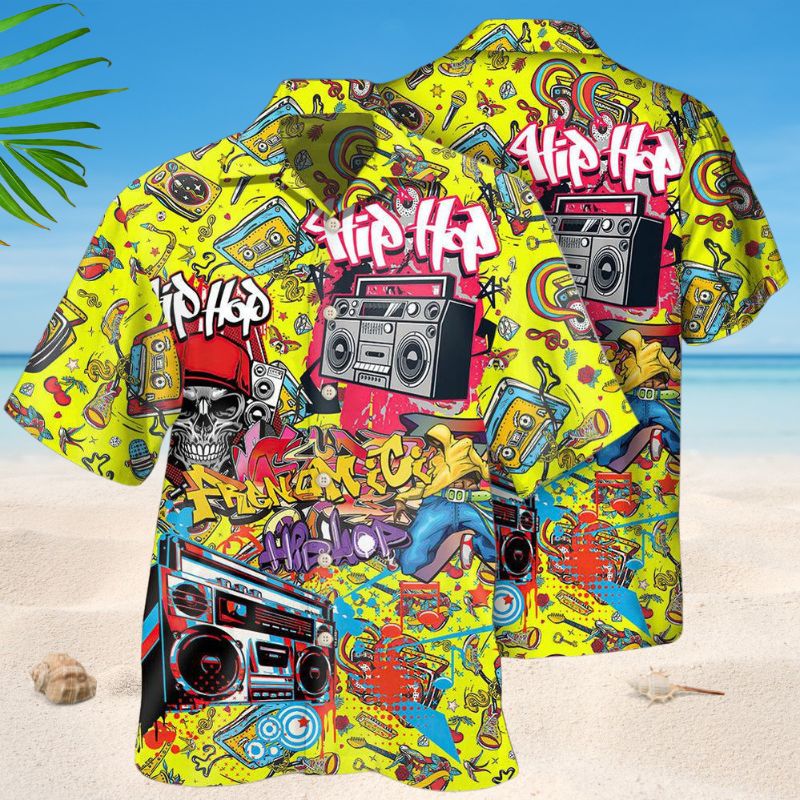 Colorful Hiphop Hawaiian Shirt For Resort Trips, Coastal Parties, And Warm Weather Style