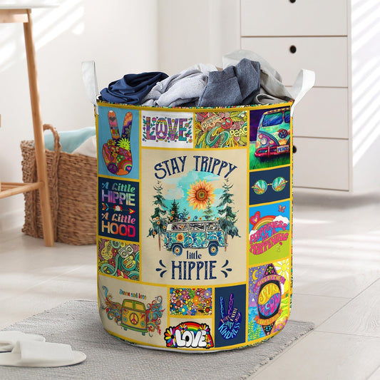 Stay Trippy Little Hippie Laundry Basket For Bathroom Bedroom Storage