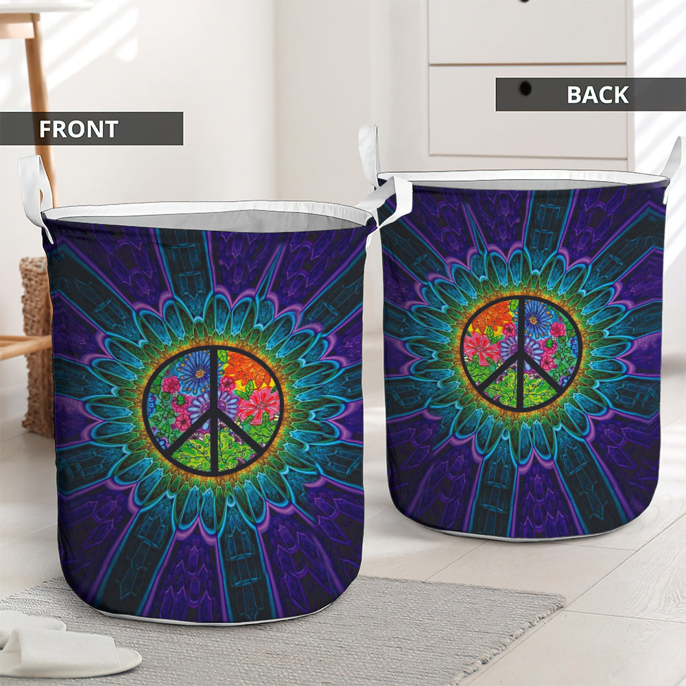 Hippie Sign Purple Laundry Basket For Room Home Organizer