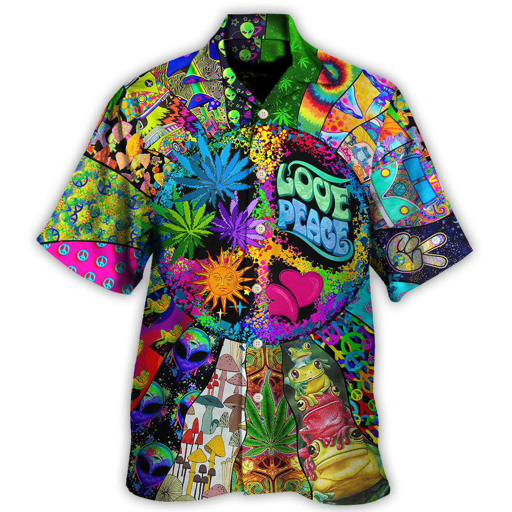 Hippie Alien Frog Mushroom Colorful Hawaiian Shirt For Summer Road Trip And Coastal Style