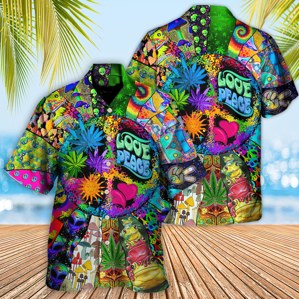 Hippie Alien Frog Mushroom Colorful Hawaiian Shirt For Island Getaway, Summer Gathering, And Memorable Gifting