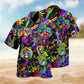 Hippie Alien Peace Psychedelic Art Hawaiian Shirt For Poolside Gathering, Island Getaway, And Casual Outdoor Style