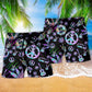 Bohemian Alien Peace Colorful Beach Shorts Pattern Detail For Weekend Travel And Warm Weather Wardrobe