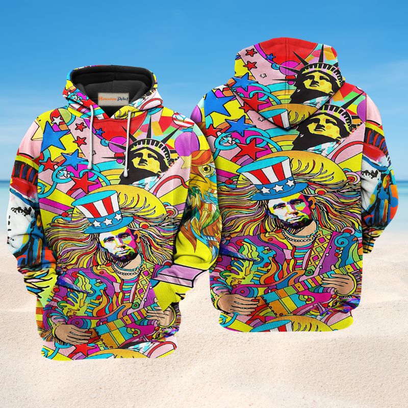 Hippie America Full Color Hoodie For Boho Enthusiasts Seasonal Trips And Thoughtful Gifts