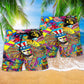 Hippie America Fullcolor Peace Hawaiian Print Beach Shorts For Patriotic Summer Events