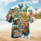 Bohemian Animals Happy Together Hawaiian Shirt For Summer Vacation Beach Travel And Relaxed Casual Wear