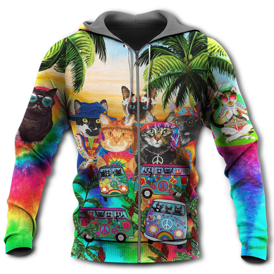 Hippie Cats Beach Fun Hoodie For Festival Adventures Daily Outfits And Gift Giving