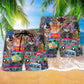 Hippie Cats Peace Life Color Fun And Cute Beach Shorts For Resort Trips And Warm Weather Style