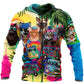 Hippie Cats Hoodie For Bohemian Streetwear Festivals Travel And Everyday Comfort