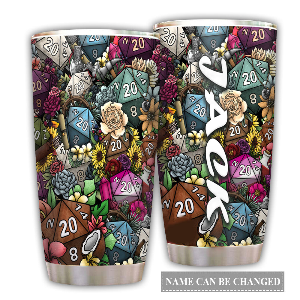 Hippie D20 Floral Personalized 20 Oz Tumbler For Coffee Travel And Daily Drinks