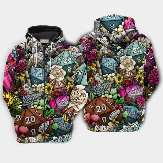 Hippie Dice D20 Flowers Hoodie For Festival Days Weekend Adventures And Relaxed Style
